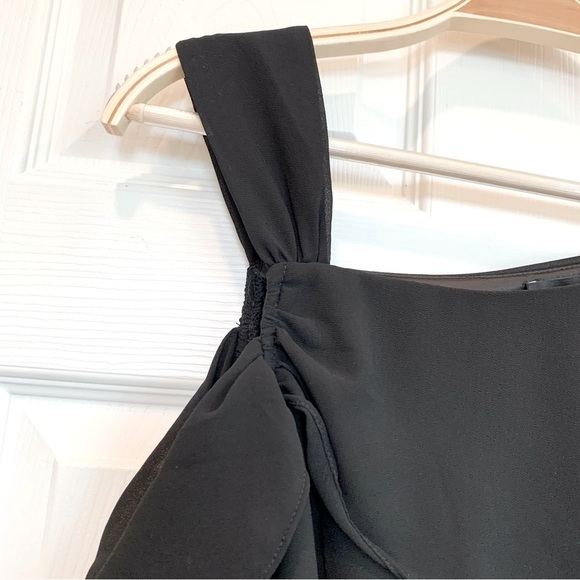 Bebe Black Asymmetrical Chiffon Cuff Detail Soft Blouse Top - Picture 5 of 12